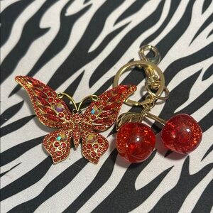 Bundle: Butterfly Brooch & Cherry Keychain/Bag Charm